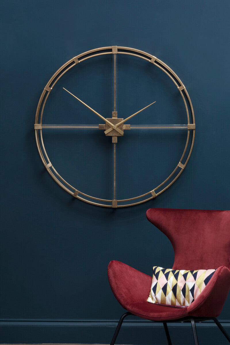 110cm Dia Gold Finish Metal Wall Clock