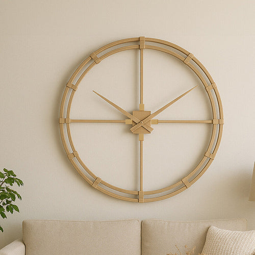 110cm Dia Gold Finish Metal Wall Clock