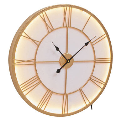 60cm Dia Small Gold and White LED Wall Clock