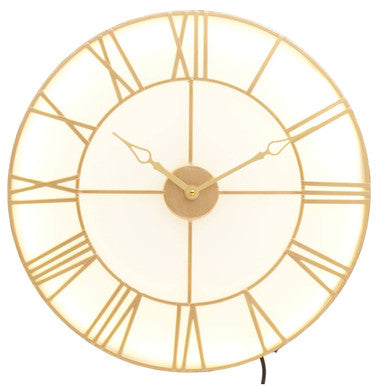 60cm Dia Small Gold and White LED Wall Clock