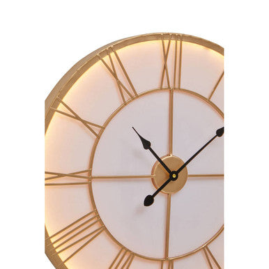 60cm Dia Small Gold and White LED Wall Clock