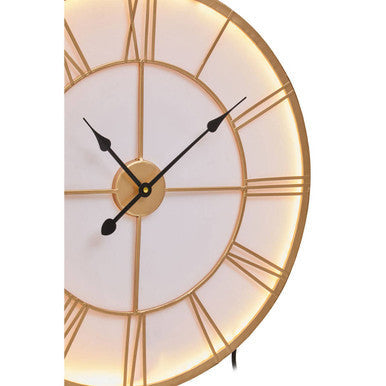 60cm Dia Small Gold and White LED Wall Clock