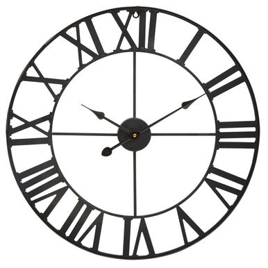 60cm Dia Black Metal Wall Clock