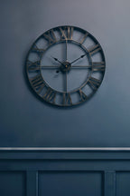 60cm Dia Black Metal Wall Clock