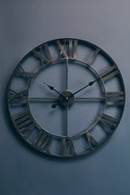 60cm Dia Black Metal Wall Clock