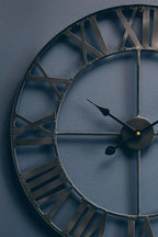 60cm Dia Black Metal Wall Clock