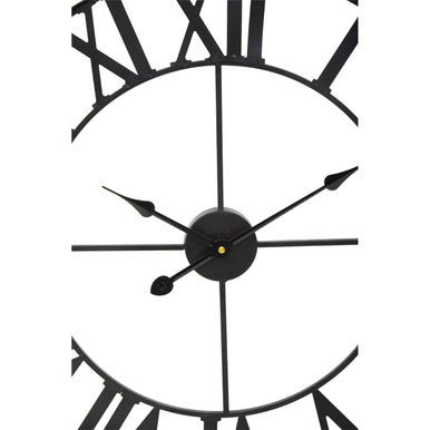 60cm Dia Black Metal Wall Clock