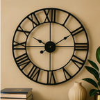 60cm Dia Black Metal Wall Clock
