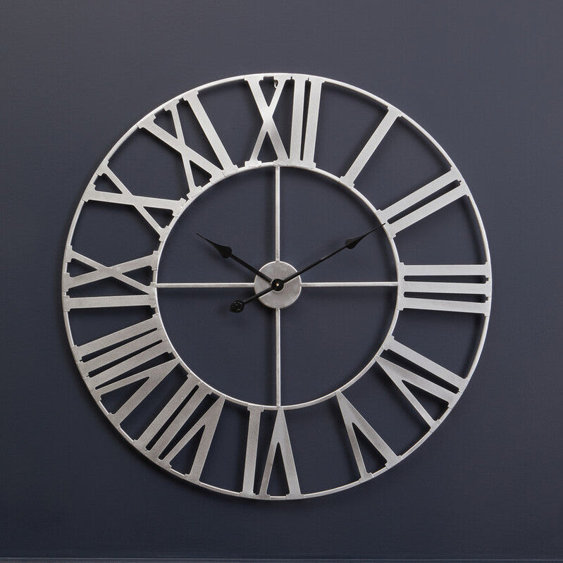 80cm Dia Silver Metal Wall Clock