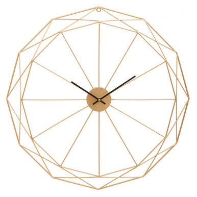 60cm Dia Geometric Gold Metal Wall Clock