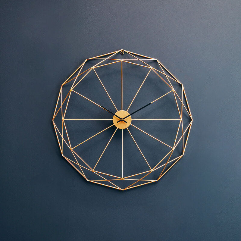 60cm Dia Geometric Gold Metal Wall Clock