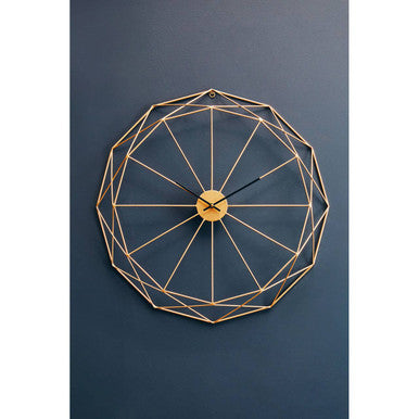 60cm Dia Geometric Gold Metal Wall Clock