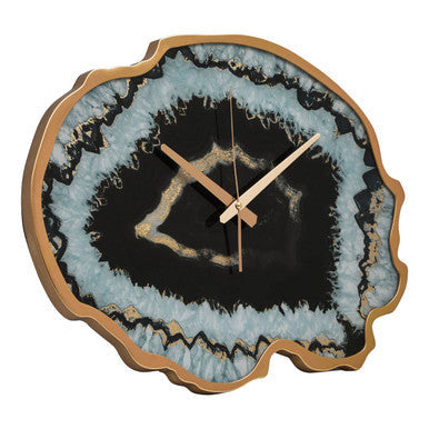Black and Gold Agate Effect Wall Clock