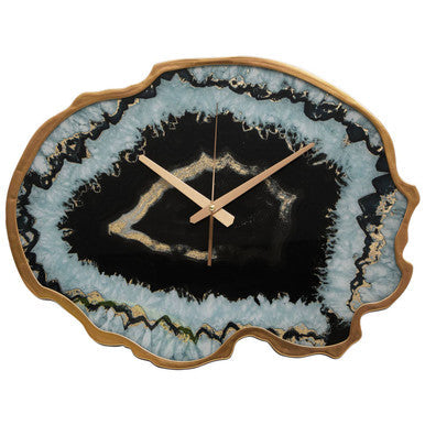 Black and Gold Agate Effect Wall Clock