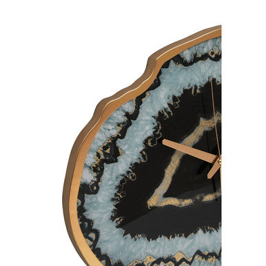 Black and Gold Agate Effect Wall Clock