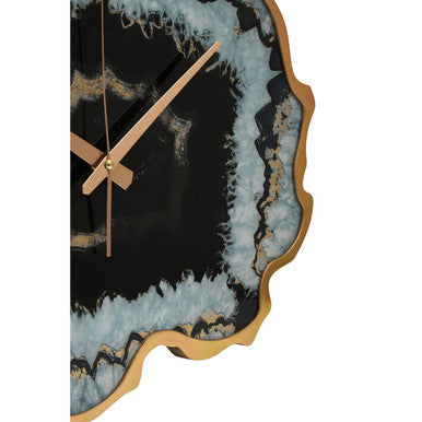 Black and Gold Agate Effect Wall Clock