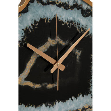 Black and Gold Agate Effect Wall Clock