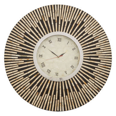 75cm Dia Black and Natural Shell Wall Clock