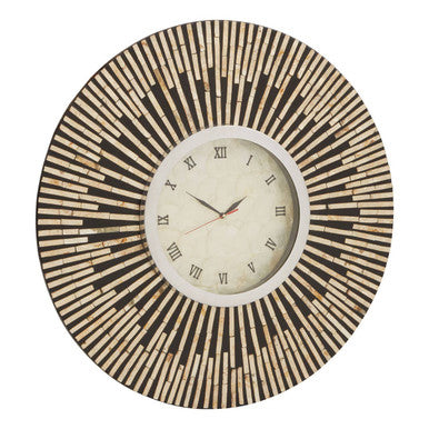 75cm Dia Black and Natural Shell Wall Clock