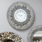 75cm Dia Black and Natural Shell Wall Clock