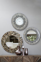 75cm Dia Black and Natural Shell Wall Clock