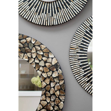 75cm Dia Black and Natural Shell Wall Clock