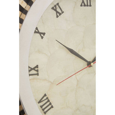 75cm Dia Black and Natural Shell Wall Clock