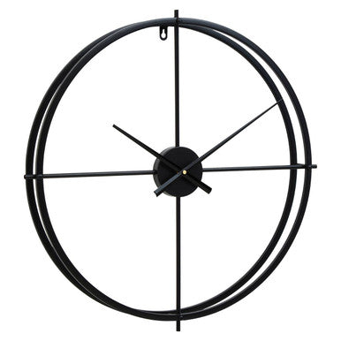 60cm Dia Large Black Finish Wall Clock