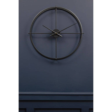 60cm Dia Large Black Finish Wall Clock
