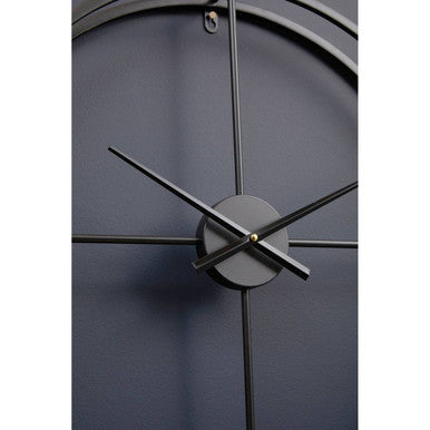 60cm Dia Large Black Finish Wall Clock