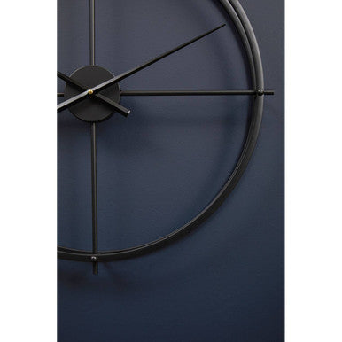 60cm Dia Large Black Finish Wall Clock