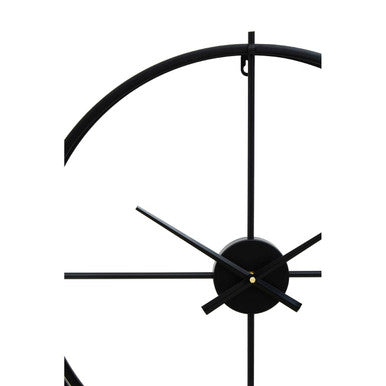 60cm Dia Large Black Finish Wall Clock