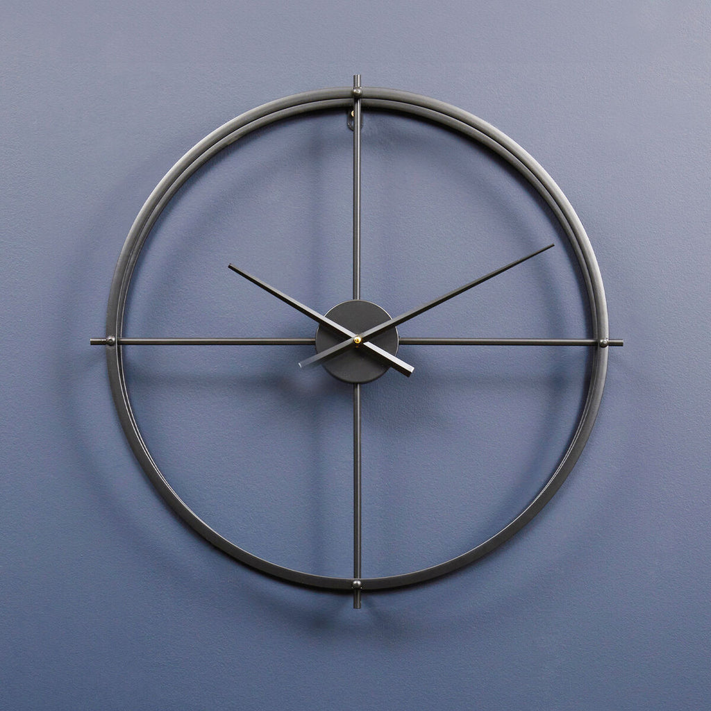 60cm Dia Large Black Finish Wall Clock