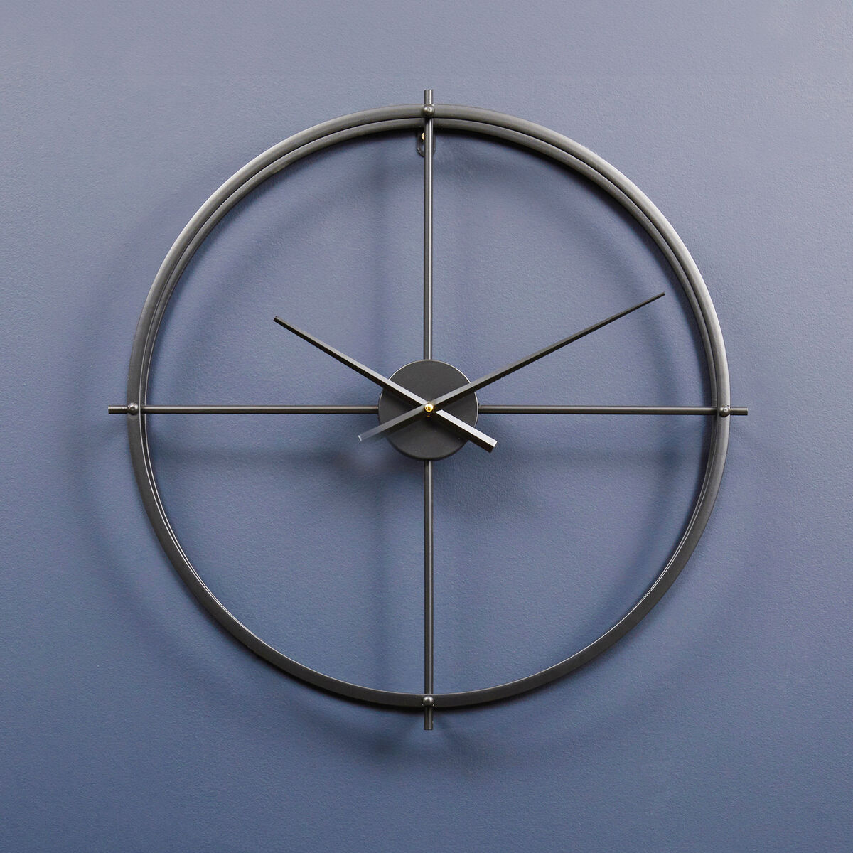 60cm Dia Large Black Finish Wall Clock