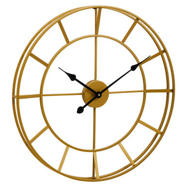 60cm Dia Large Gold Finish Metal Wall Clock