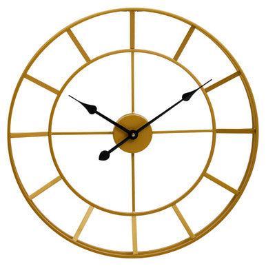 60cm Dia Large Gold Finish Metal Wall Clock