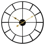 60cm Dia Large Black Finish Metal Wall Clock