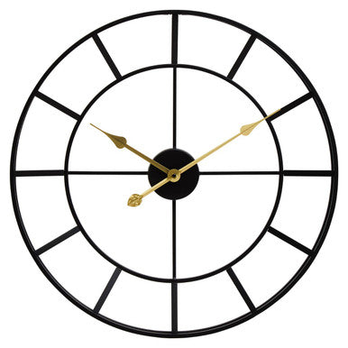 60cm Dia Large Black Finish Metal Wall Clock