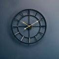 60cm Dia Large Black Finish Metal Wall Clock