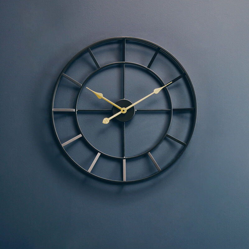 60cm Dia Large Black Finish Metal Wall Clock