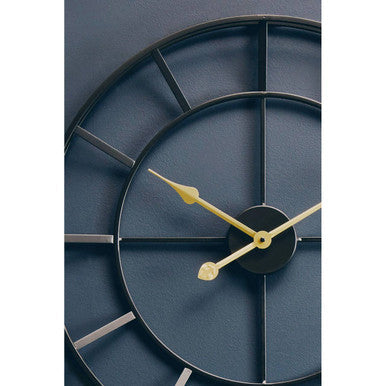 60cm Dia Large Black Finish Metal Wall Clock