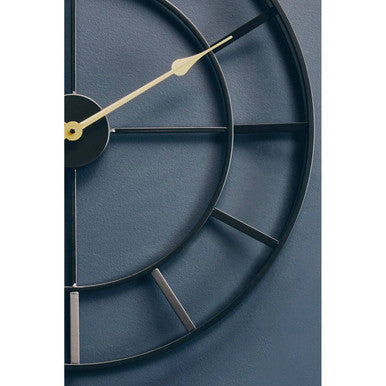 60cm Dia Large Black Finish Metal Wall Clock