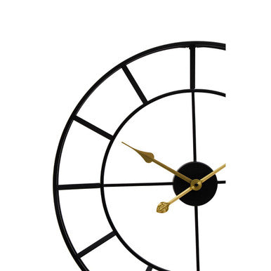 60cm Dia Large Black Finish Metal Wall Clock