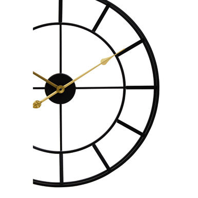 60cm Dia Large Black Finish Metal Wall Clock