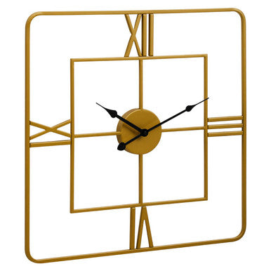 Small Gold Finish Square Wall Clock
