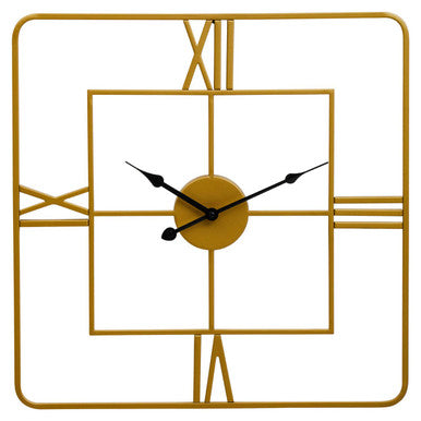 Small Gold Finish Square Wall Clock