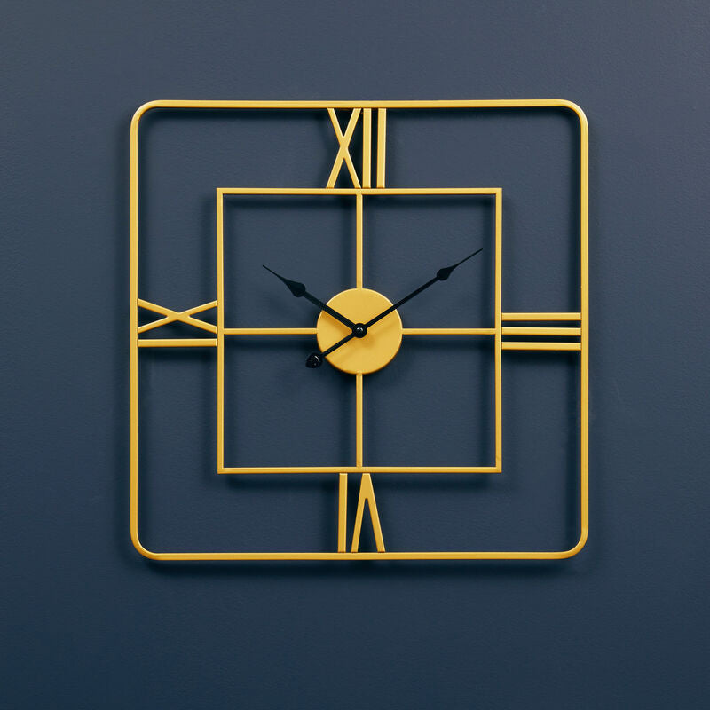 Small Gold Finish Square Wall Clock