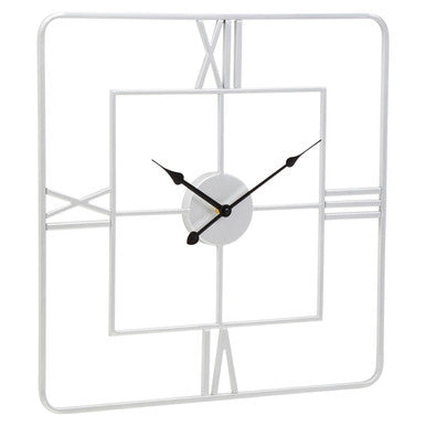 Large Silver Finish Square Wall Clock