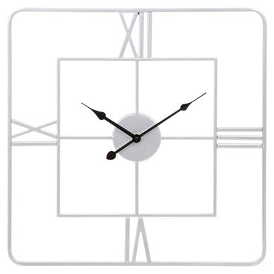 Large Silver Finish Square Wall Clock
