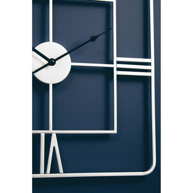 Large Silver Finish Square Wall Clock